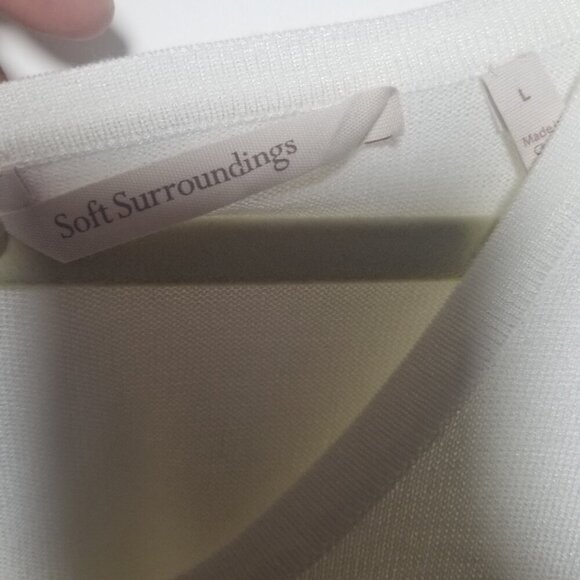 Soft Surroundings Women's Classic Cream Knit Tunic Exposed Back Zipper Sz L - Picture 3 of 4